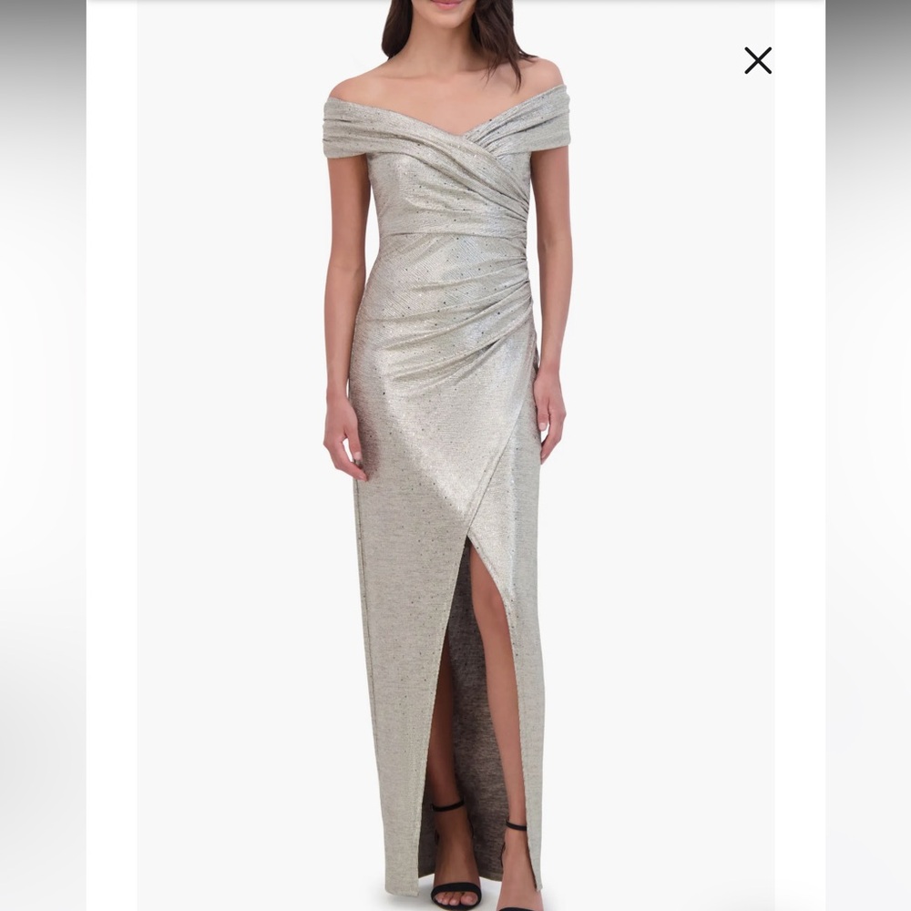$195 Vince Camuto Elegant Gold Off-Shoulder Evening Gown NWT #gala #prom